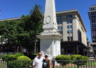 Dad, daughter at Plaza de Mayo, Buenos Aires, Argentina.