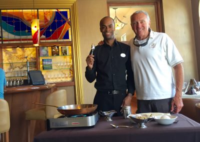 Michael serving up Bananas Foster at Eddie Merlot's.